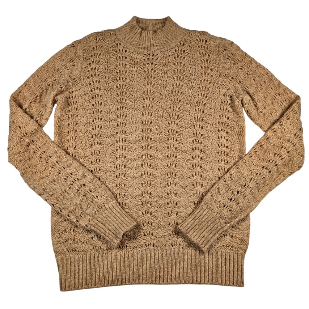 Y.A.S. Tan Brown Cable Knit Soft Fall Pullover Sweater Women's Size Small